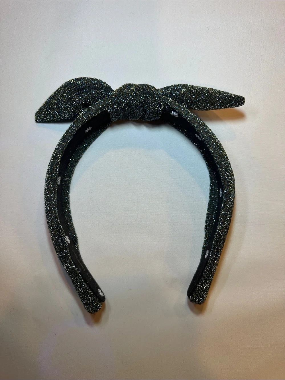 Lele Sadoughi Black Glitter Knot Headband
